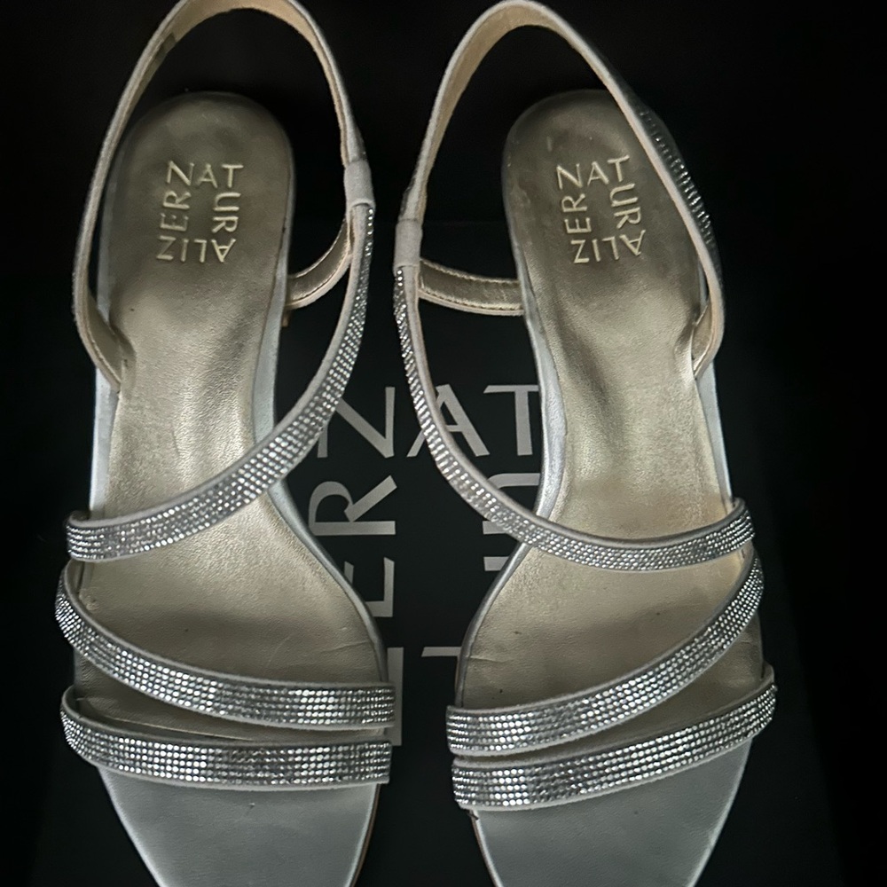 Naturalizer Metallic Silver Strappy Heels